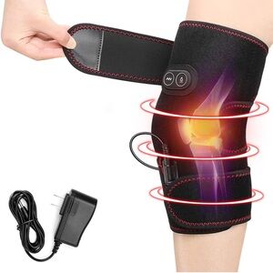 *NEW* PKSTONE Heated Vibration Knee Brace with AC Adapter Charger